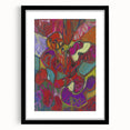 Extra large abstract art print featuring textured, colorful geometric shapes on a black framed canvas.