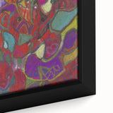 Extra large framed canvas featuring a textured, colorful abstract design with black accents, ideal for living room decor.
