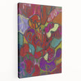 Abstract design in vibrant colors on stretched canvas, ideal for kitchen wall art.