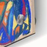 Large abstract wall art in mid-century modernist style, featuring bold geometric shapes on acrylic glass.