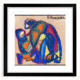 Extra large abstract art print featuring a colorful, textured design on black framed canvas, ideal for living room decor.