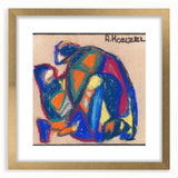 Extra large abstract art print with textured design in gold frame, ideal for living room decor.