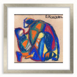 Textured abstract art print in muted earth tones on framed silver canvas, suited for bedroom decor.