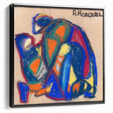 Black and white vintage poster art featuring an abstract landscape on framed canvas, ideal for bedroom wall decor.