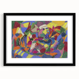 Textured abstract art print in vibrant colors on a large canvas, ideal for living room decor.