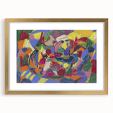 Extra large abstract art print with textured design in a gold frame, ideal for living room decor.