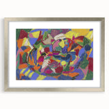 Abstract textured art print in muted tones on framed canvas, suitable for bedroom wall decor.
