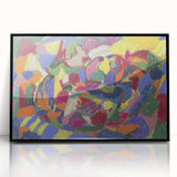 Large abstract wall art featuring geometric shapes in black and white, framed acrylic, ideal for modern art wall decor.