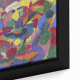 Extra large framed canvas featuring a textured, colorful abstract design in black, ideal for living room decor.