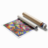Extra large rolled print featuring abstract floral design in soft pastel colors, ideal for classy bathroom wall art.