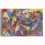 Abstract black and white composition on stretched canvas, ideal for kitchen wall art.