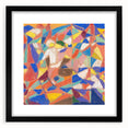 Extra large abstract art print featuring colorful, textured design on a black framed canvas, ideal for living room decor.