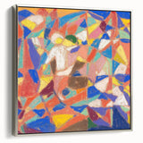 Landscape art painting featuring a colorful abstract design on a black background, framed canvas.