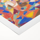 Art deco poster featuring geometric patterns in bold red and black, printed on rolled canvas, suitable for dining room decor.