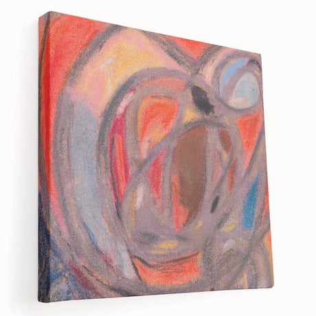 Large abstract canvas art in muted blues and greens, ideal for kitchen wall decor.