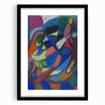 Extra large abstract art print featuring textured colorful swirls on a black-framed canvas, ideal for living room decor.