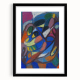 Extra large abstract art print featuring textured colorful swirls on a black-framed canvas, ideal for living room decor.