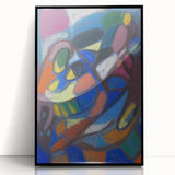 Large abstract wall art in black and white tones, mid-century modernist style, framed acrylic.