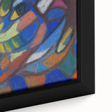 Extra large framed canvas featuring a textured, colorful abstract design in black, ideal for living room decor.