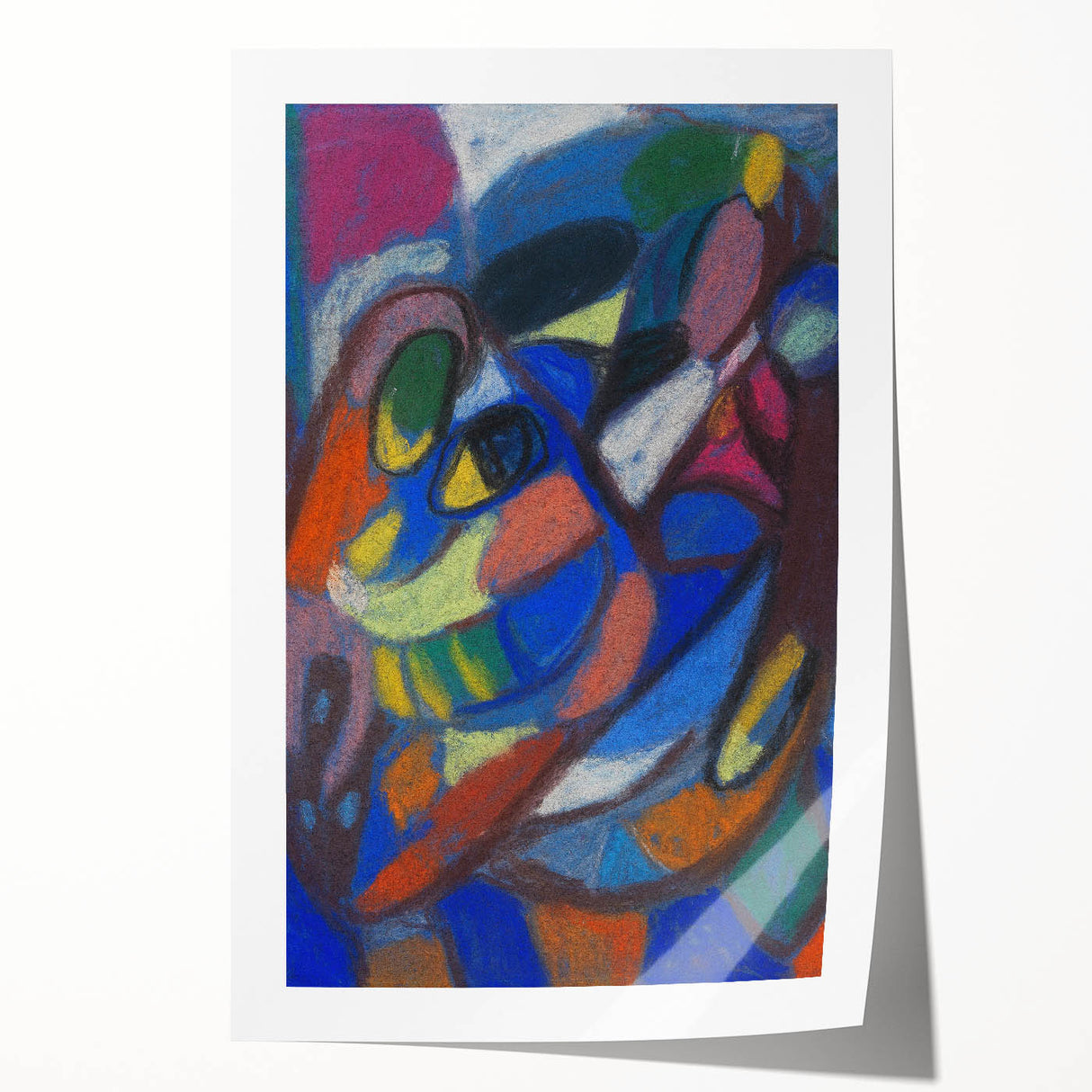 Adolf Holzél-inspired abstract floral design in soft pastel tones on rolled print.
