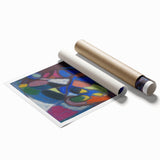 Extra large rolled print of a floral design in muted tones, ideal for classy bathroom or large living room decor.