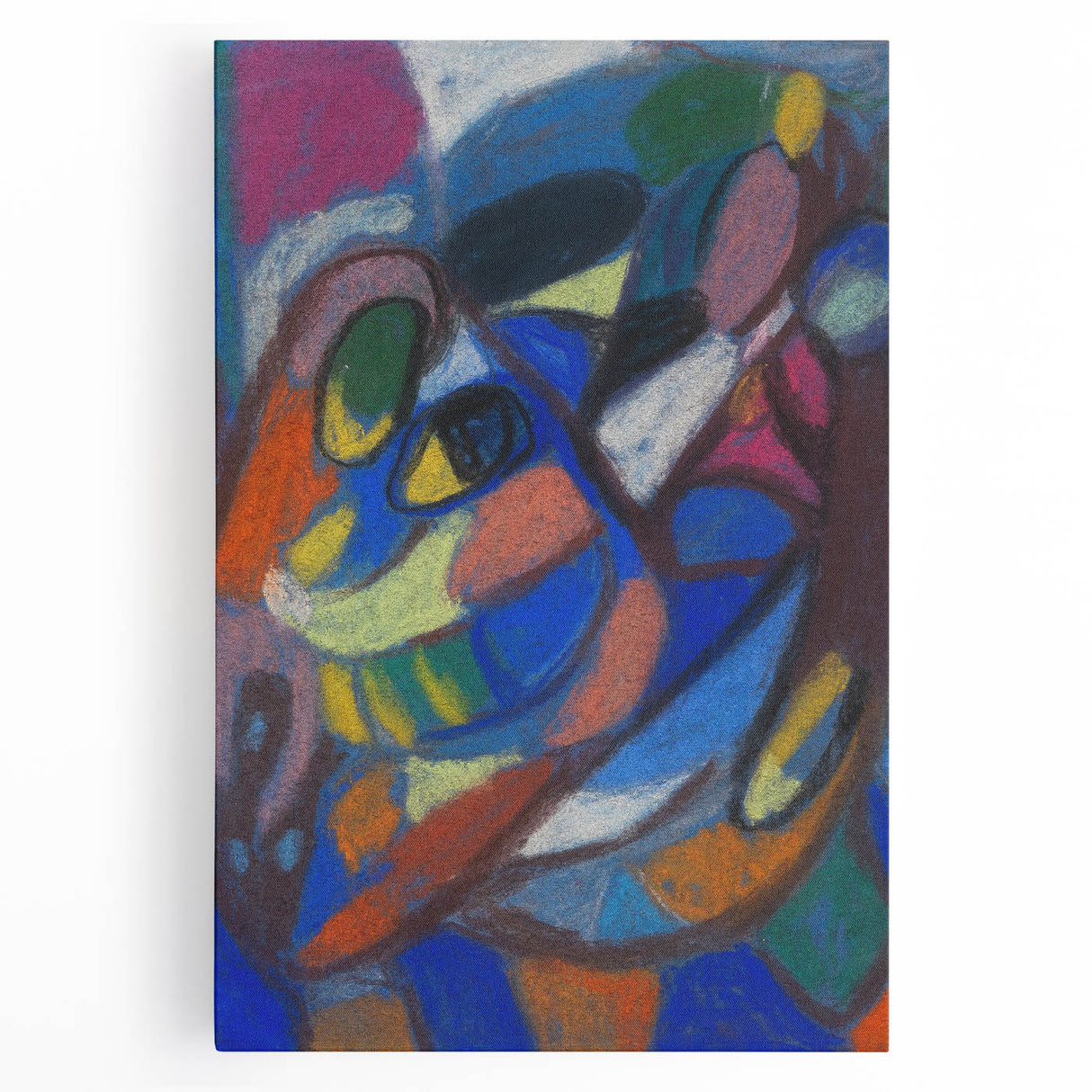 Large black and white abstract design on stretched canvas, ideal for kitchen wall art.