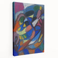 Abstract design by Adolf Holzel in muted colors on a large stretched canvas, suitable for kitchen wall art.