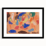 Extra large abstract art print featuring vibrant, textured colors on a black framed canvas, ideal for living room decor.