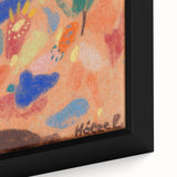 Extra large framed canvas featuring a textured, colorful abstract design in black with vibrant accents.