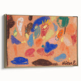 Framed canvas of a vintage landscape painting in muted earth tones, ideal for bedroom wall art.