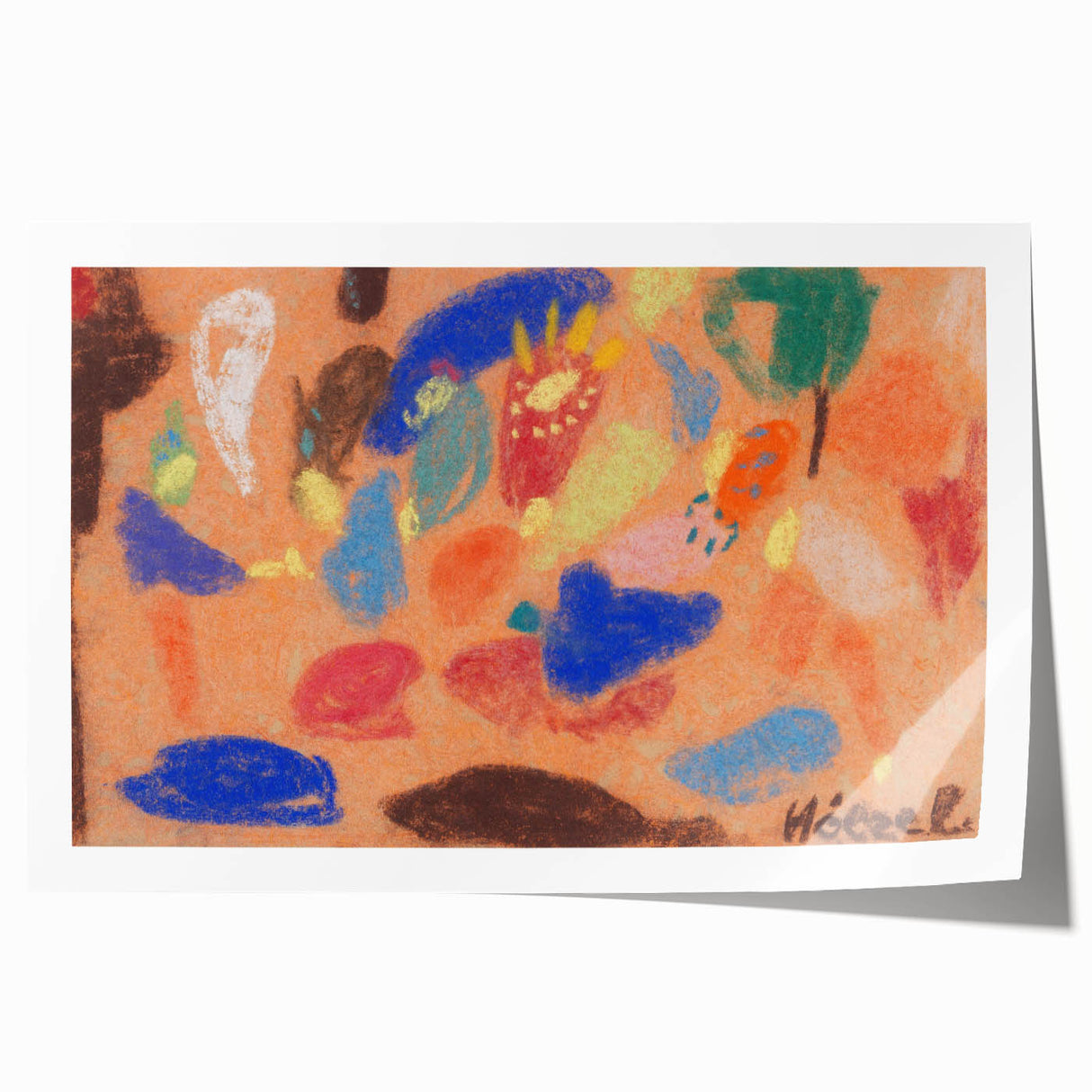 Extra large floral art on rolled canvas featuring subdued earth tones, ideal for art wall dining room or classy bathroom.