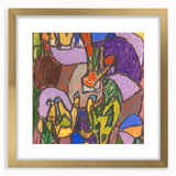 Extra large abstract art print featuring textured swirls in muted earth tones, framed in gold, ideal for living room decor.