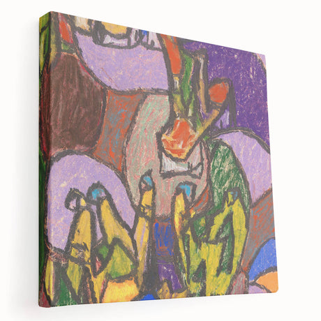 Abstract design by Adolf Holzel in muted colors on stretched canvas, suitable for kitchen wall art.
