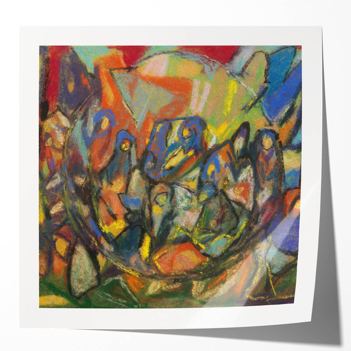 Extra large, floral art print on glossy canvas featuring soft pastel hues.