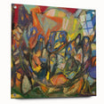 Large abstract wall art on acrylic glass, featuring vibrant colors and geometric shapes.