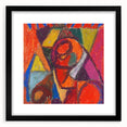 Extra large abstract art print with vibrant, colorful textures on a black framed canvas, ideal for living room decor.