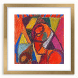 Extra large abstract art print in textured style, with vibrant hues on a gold-framed canvas, ideal for living room decor.