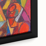 Extra large framed canvas featuring textured, colorful art with abstract black patterns, ideal for living room decor.