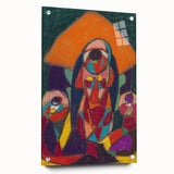 Large abstract wall art in muted earth tones on acrylic glass, suitable for bedroom or dining room decor.