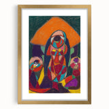 Extra large abstract art print featuring textured designs in muted earth tones, framed in gold, ideal for living room decor.