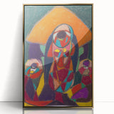 Mid-century modernist art print in muted tones on framed acrylic, suitable for modern art wall decor or nursery wall art.