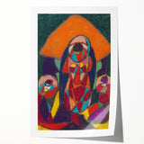 Extra large rolled print of Adolf Holzel's abstract floral design in muted tones.