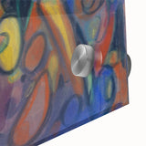 Large abstract wall art in mid-century modernist style, acrylic print with a blend of vibrant and muted tones.