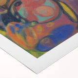 Art deco poster featuring geometric shapes in muted earth tones on rolled canvas, suitable for dining room or bathroom.