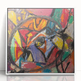 Modern art wall decor featuring an abstract design in muted colors on a white acrylic frame, suitable for nursery ambiance.