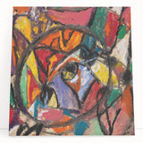 Abstract black and white geometric shapes on a large stretched canvas, suitable for kitchen or bedroom decor.