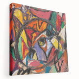 Abstract design by Adolf Holzel in muted tones on a large stretched canvas, suitable for kitchen wall art.