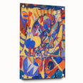 Large abstract wall art on acrylic, featuring bold geometric shapes in a variety of colors.