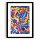 Extra large, textured abstract art print with vibrant, colorful patterns on a black framed canvas.