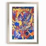 Textured abstract art print in muted earth tones on a framed canvas, ideal for modern bedroom ambiance.